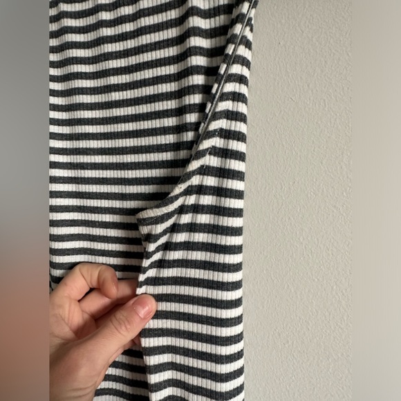 White Grey Striped Pullover Dress Beachwear Casual Stretch Summer Dress - Picture 5 of 6